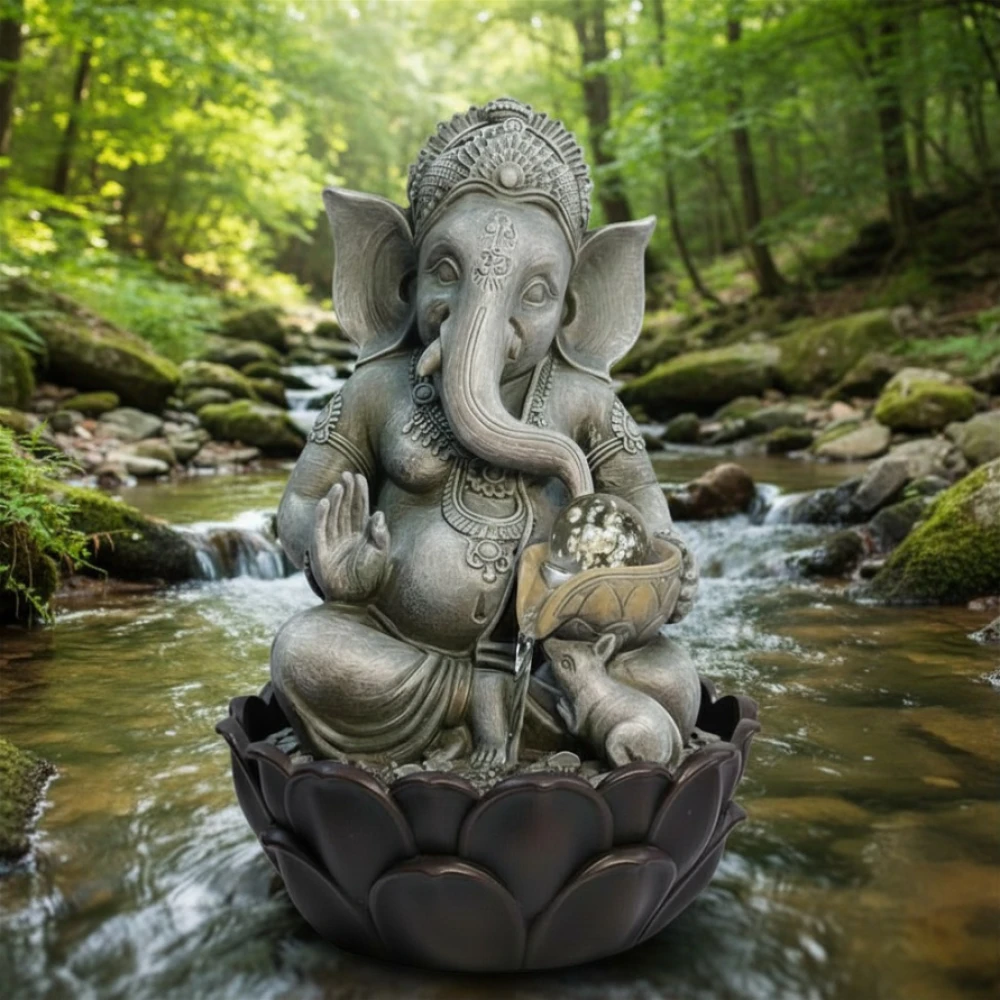 fontaine Ganesh lumineuse blanc