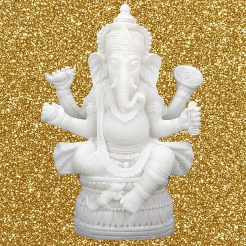 Ganesh blanc statuette