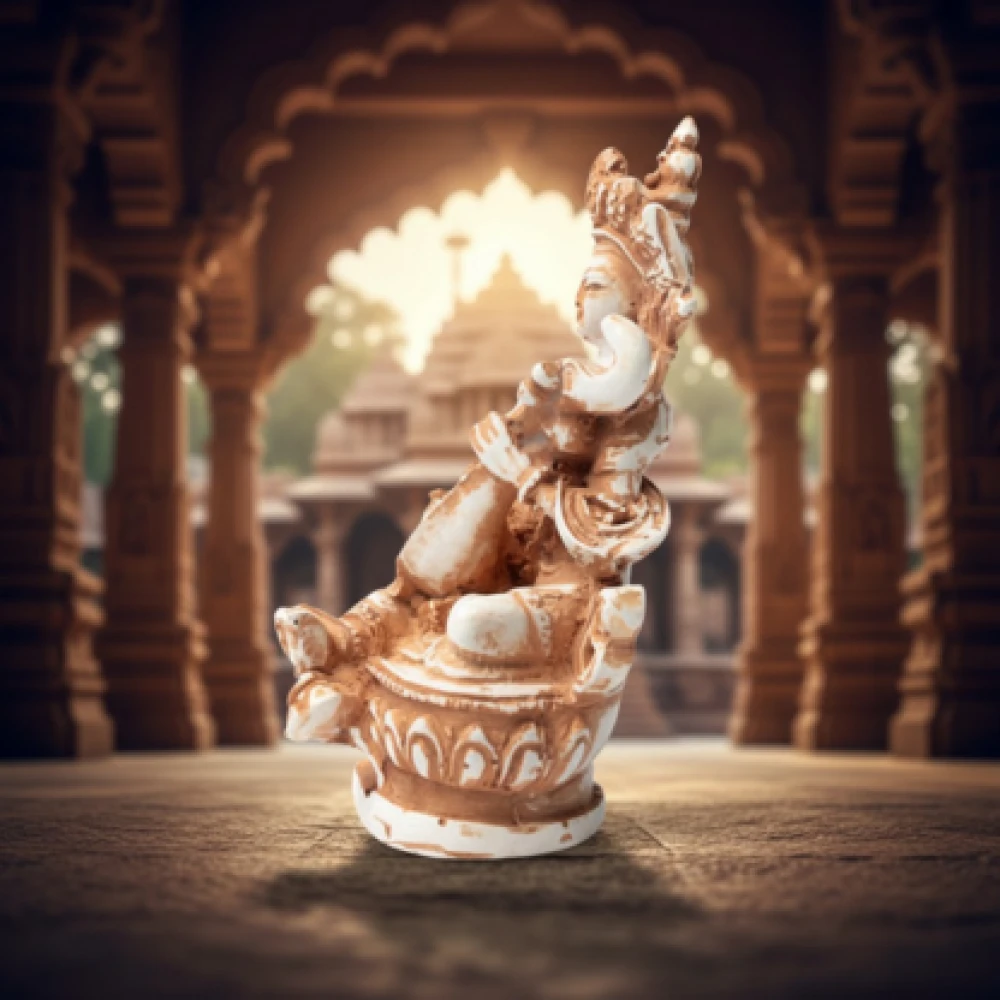Statue Saraswati couleur ivoire